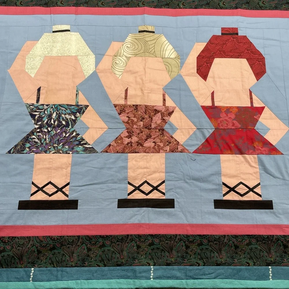 VTG Patchwork Blanket 35.5 x 40 Contemporary Boho Ballet Tapestry Retro Throw